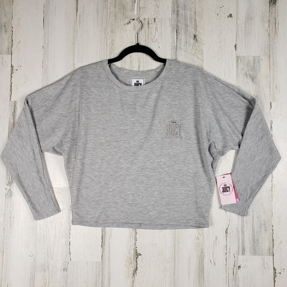 NWT Juicy by Juicy Couture Grey Oversized Embroidered Top Women's Size XS